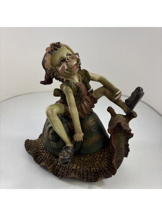 Unbranded Other - Fairy Garden Statue Resin 7” Pixie Elf Terrarium Gnome Imp Garden riding Snail